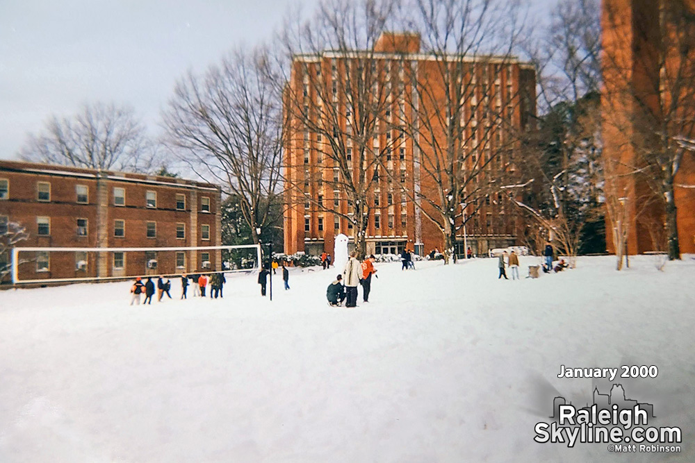 NCSU Campus covered in snow January 25, 2000