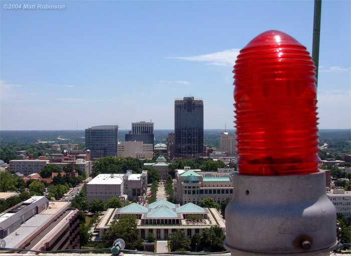 Aircraft beacon on the roof of the Archdale Building in Raleigh, NC