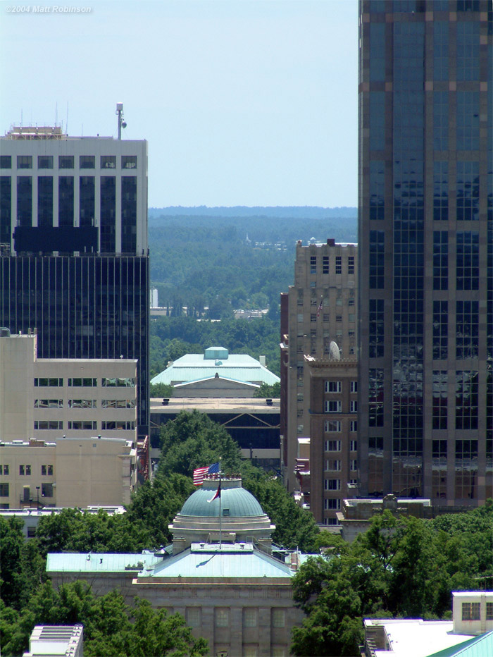 Looking towards Fayetteville Street from the rooftop of the Archdale Building