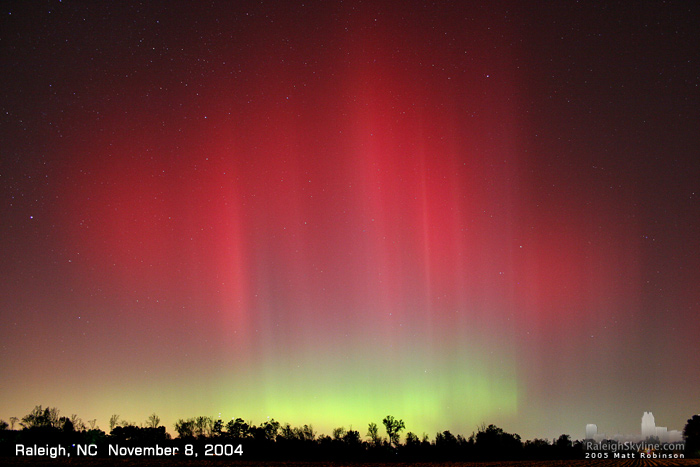 Auroras in Raleigh, NC - November 2004