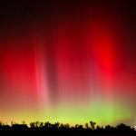 Aurora in the night sky outside Raleigh, North Carolina