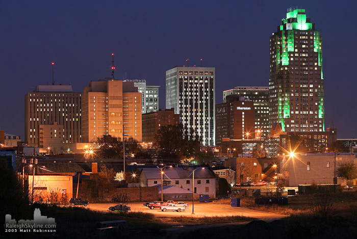 Raleigh Christmas skyline from Bolyan Avenue.