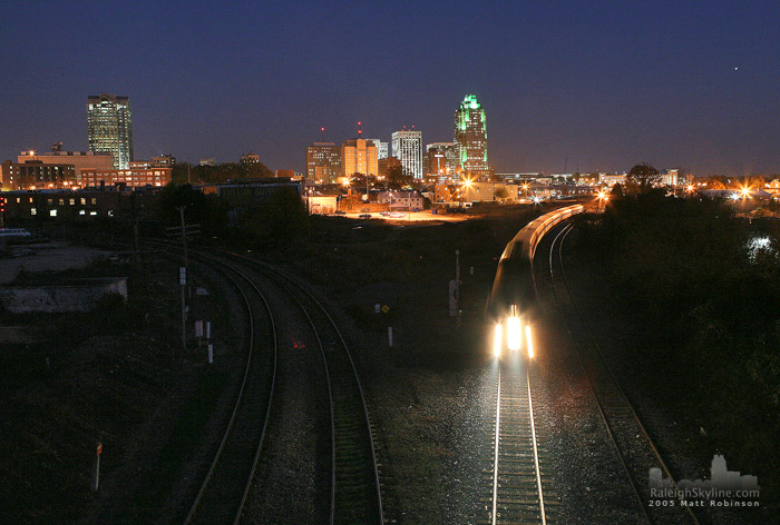 Amtrak head West out of Raleigh, NC.