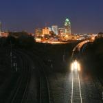 Amtrak head West out of Raleigh, NC.