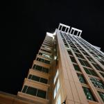 Looking up at Two Progress Plaza at night. 