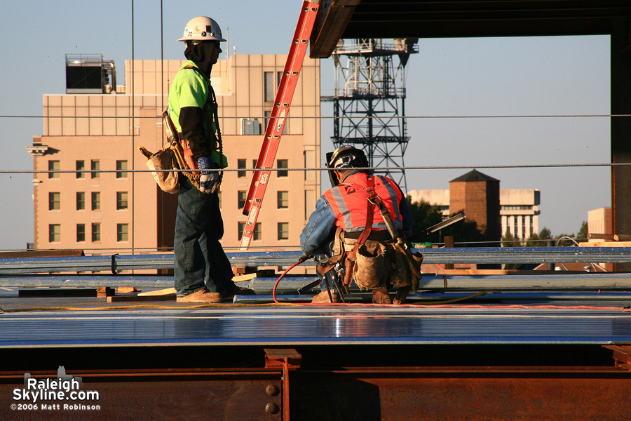 Convention center construction workers.