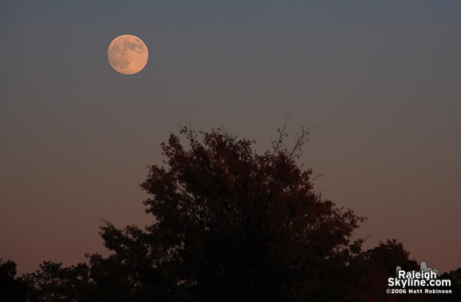 The full moon rising late day.