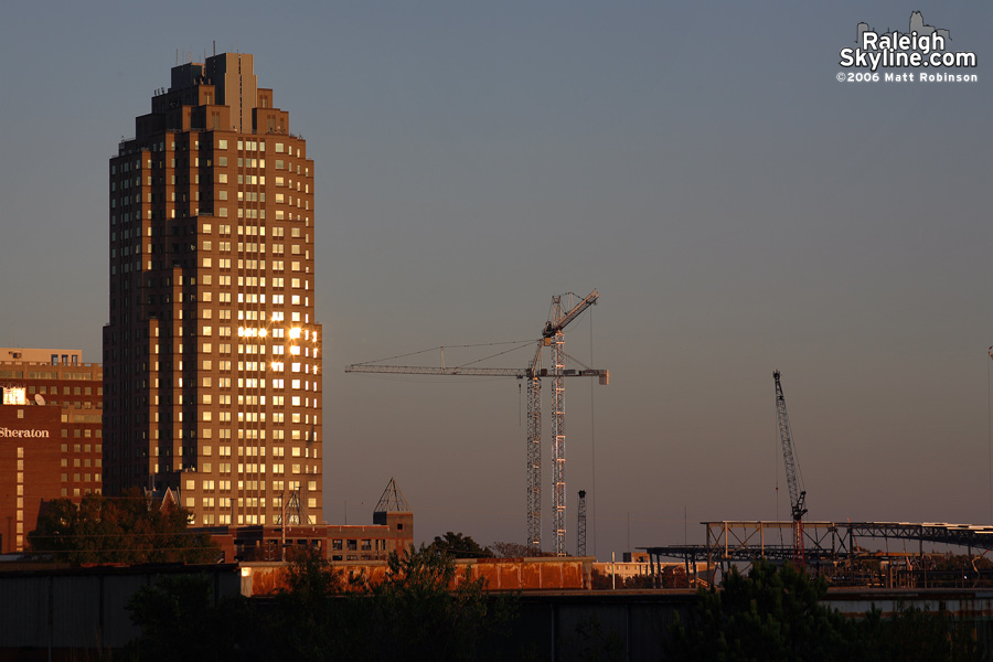 The sun gleaming off of Two Hannover Square.