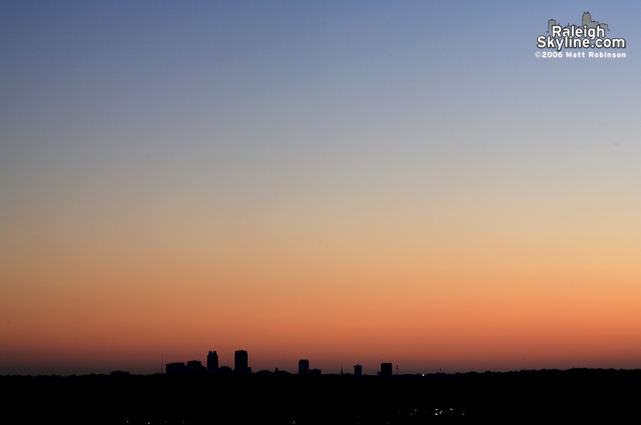 Silhouette of the downtown Raleigh Skyline.