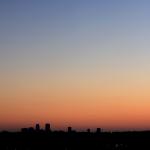 Silhouette of the downtown Raleigh Skyline.