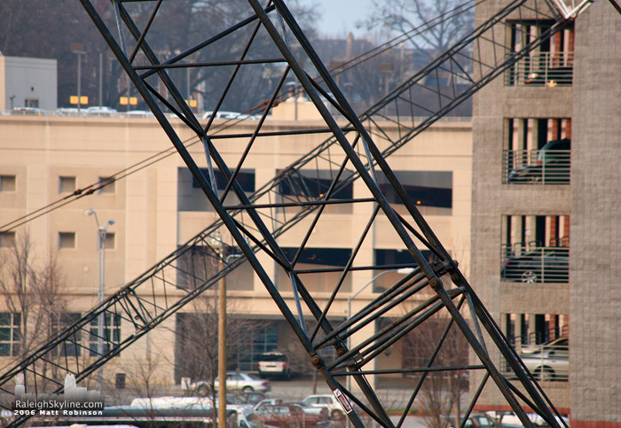 Construction cranes make an X.