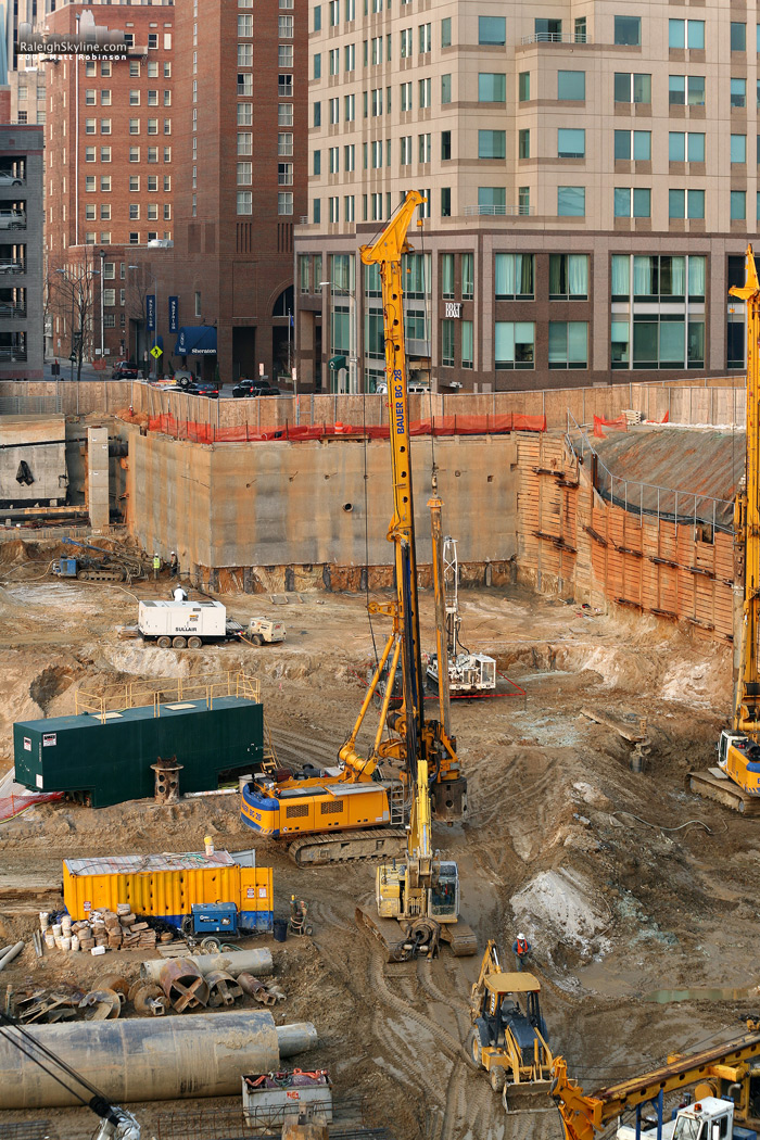 Construction equipment in Raleigh.