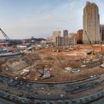 Wide overview of the new Raleigh Convention Center Construction site.