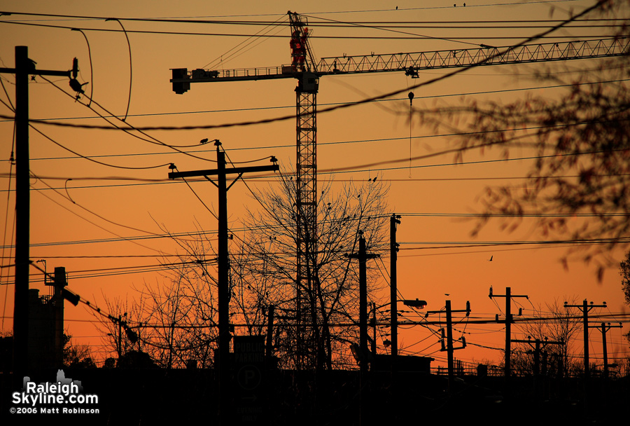 The waving Santa atop the Bloomsbury Estates' Tower crane gets tangled in power lines..