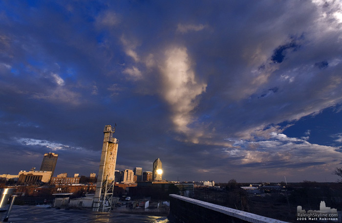 The sun begins to set and provides excellent lightning of the clouds over Raleigh.