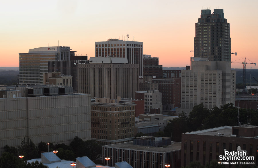 Morning arrives in Raleigh.