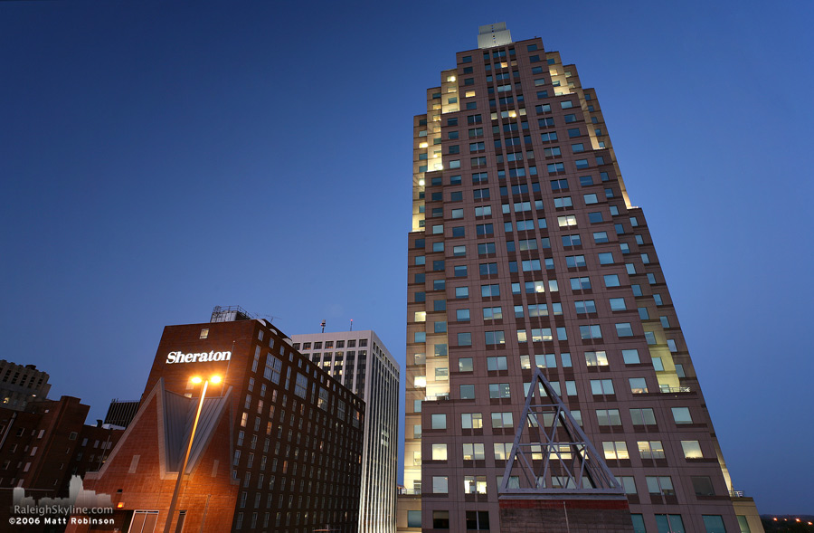 Magic hour looking up at BB&amp;T in Raleigh.