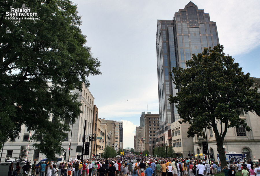 Downtown from the north end of Fayetteville Street. 