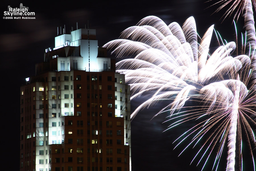 Fireworks over the Raleigh Skyline.