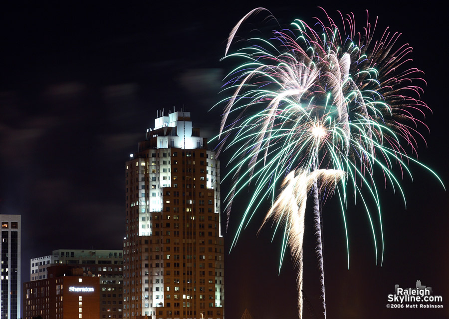 Fireworks over the Raleigh Skyline.