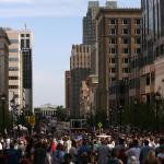 Crowds packed the brand new Fayetteville Street.