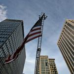 American flag among Raleigh's densest core. 