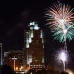 BB&amp;T Building and Fireworks. 