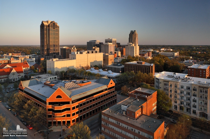 Downtown Raleigh as seen from Aurthur's Restaurant and Lounge on top of the Clarion Hotel.