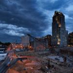 Shelf cloud and  Raleigh skyline.