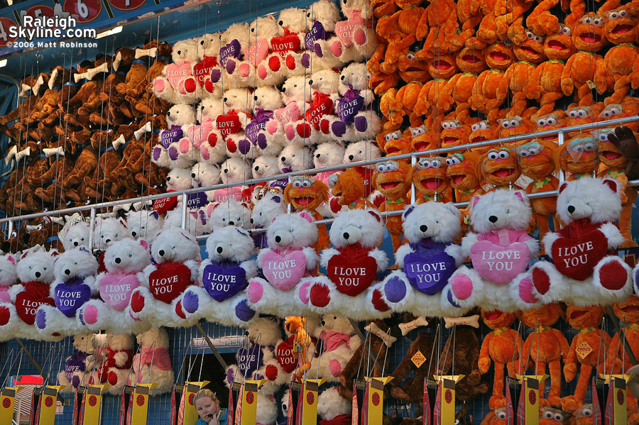 Crowds of stuffed animals at the North Carolina State Fair.