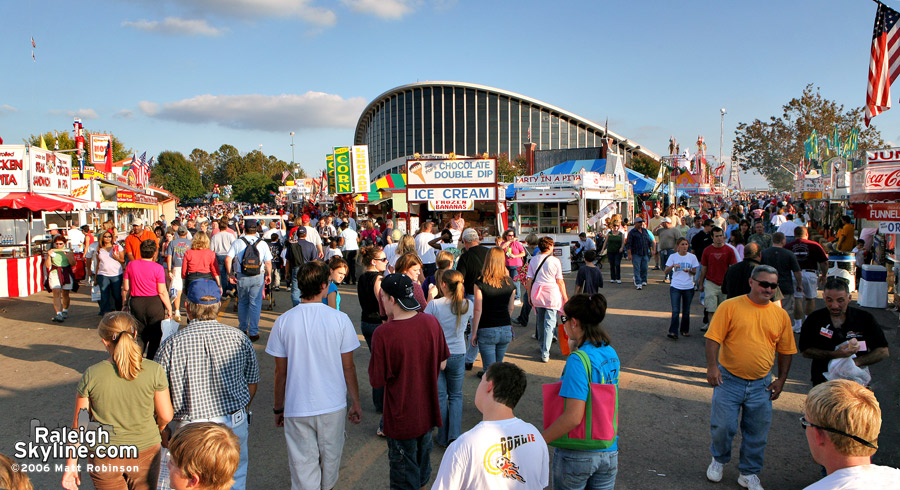 Crowds of people at the North Carolina State Fair.