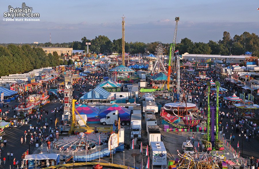 Aerial of the Midway from the main Ferris Wheel at the 2006 North Carolina State Fair.