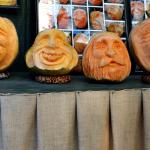 Detailed pumpkin carvings.