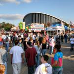 Crowds of people at the North Carolina State Fair.