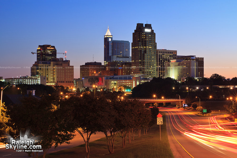 Raleigh Skyline as of 2011 at night