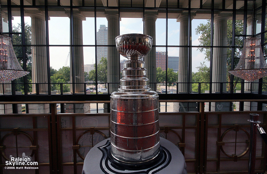 The Stanley Cup in all its glory in Downtown Raleigh