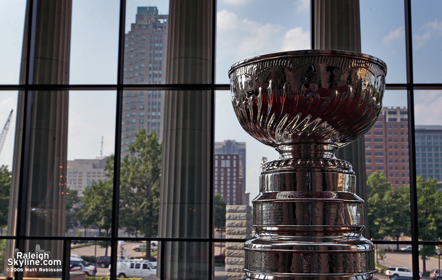 Raleigh skyline and the Stanley Cup