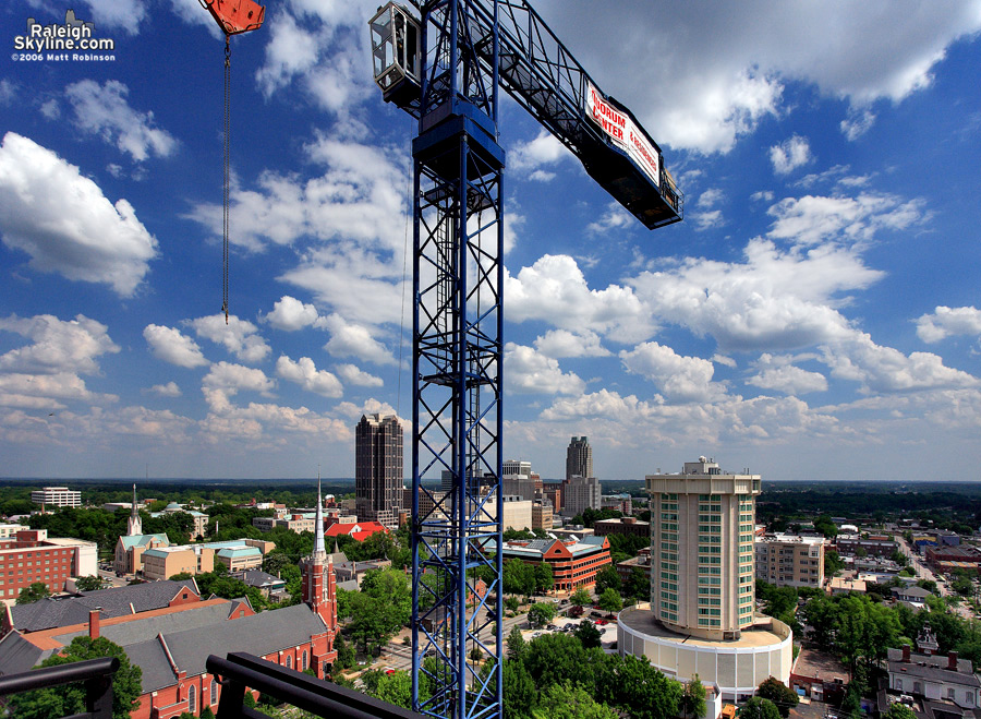 The crane from the Quorum Center and downtown Raleigh.