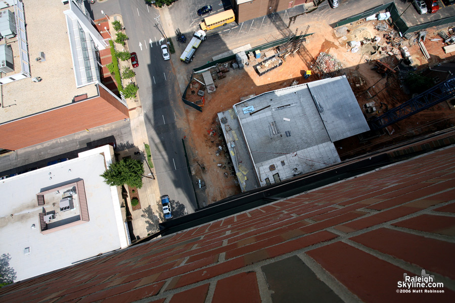 Looking down onto Jones Street from the rooftop terrace of the Quorum Center.