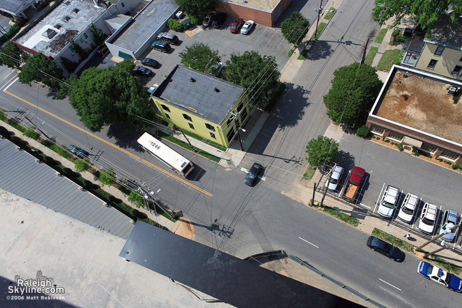 Looking down on Harrington and Jones Street from the Quorum Center.