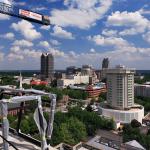 The view of downtown Raleigh from the top floor of the Quorum Center.