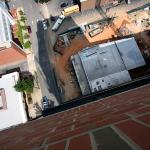 Looking down onto Jones Street from the rooftop terrace of the Quorum Center.