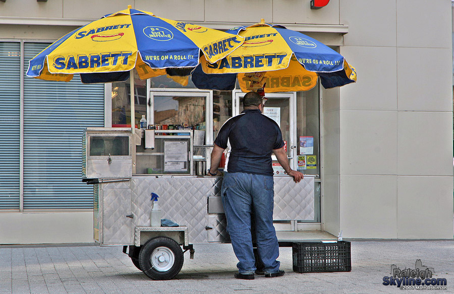 Hot dog vendor on F street.