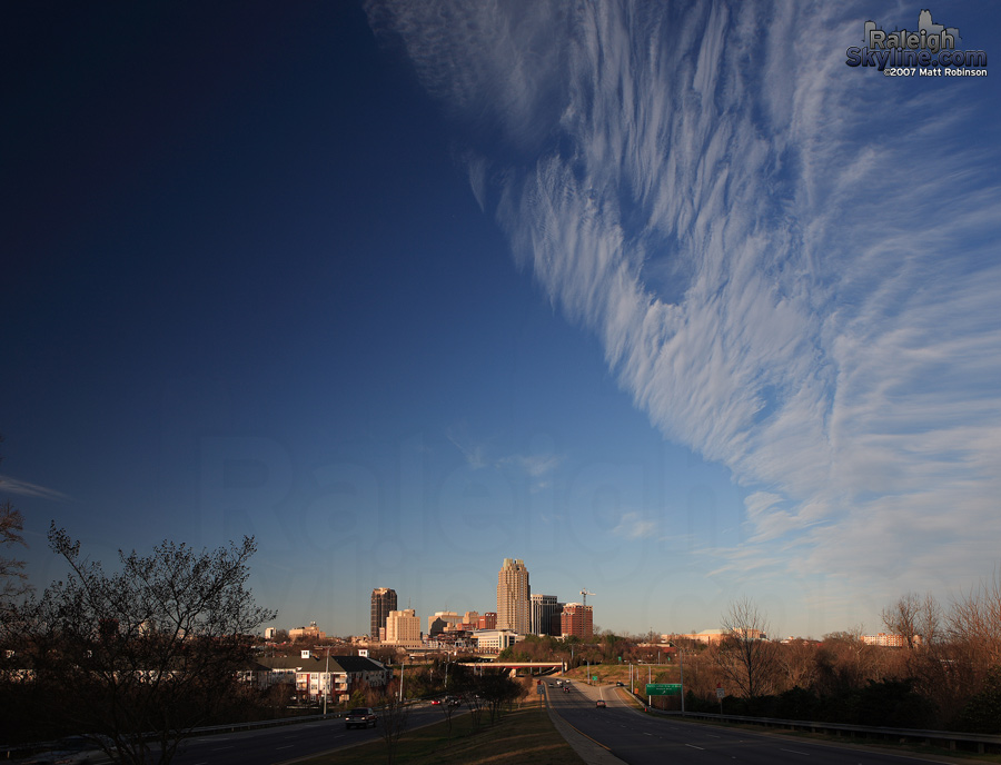 Downtown Raleigh towards the end of the day.