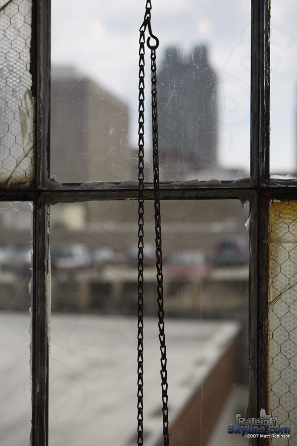 Chain in a window.