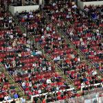 Fans watch the puck at the RBC Center.