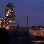 The crane triplets of southern downtown Raleigh.