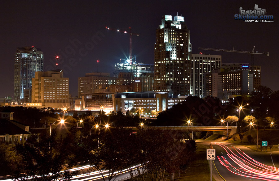 South Saunders Raleigh Skyline at night.