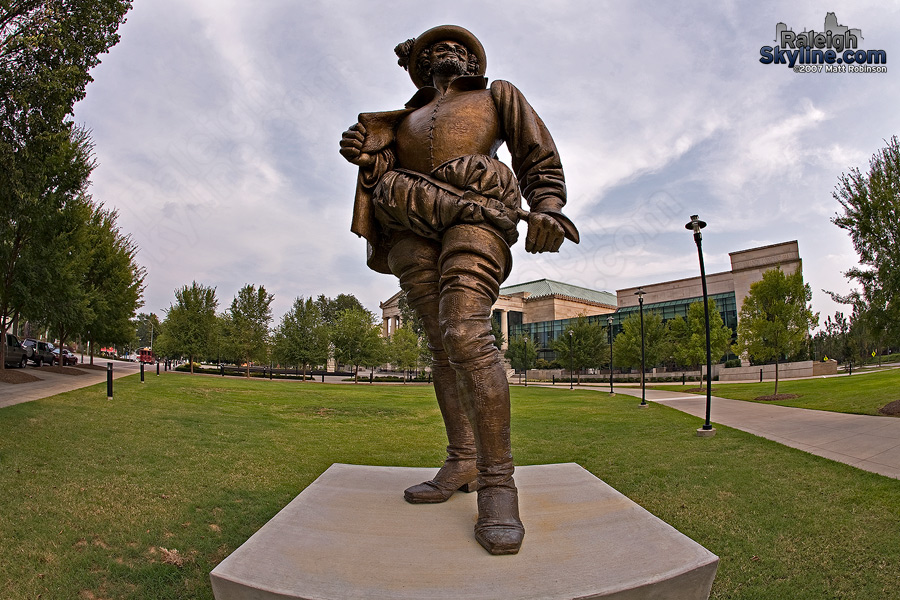 Sir Walter Raleigh watches the parking garage.