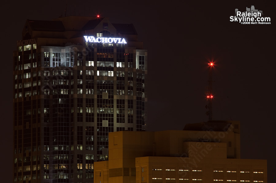 The Wachovia sign lights up